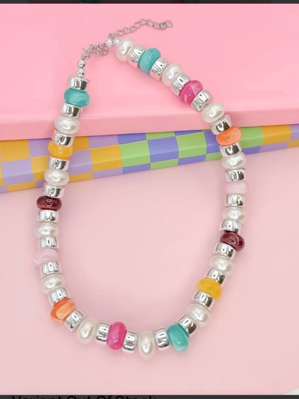 NWT Treasure Jewels Silver Tone Joyful Beaded Necklace